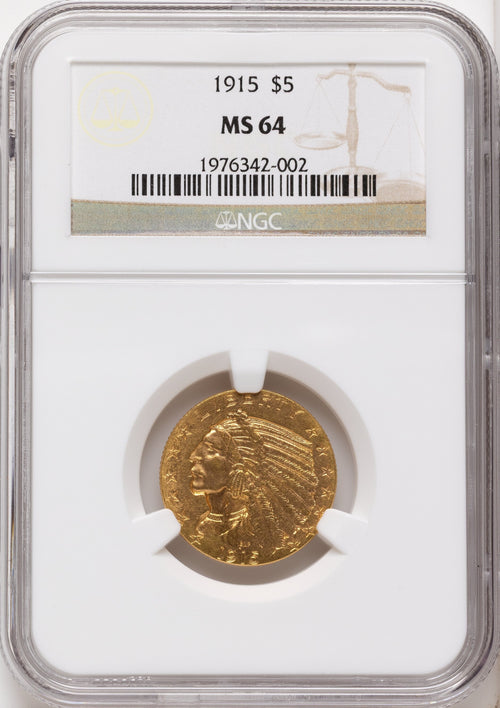 1915 $5 Indian Half Eagle NGC MS64
