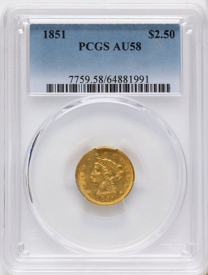 1851 $2.50 Liberty Quarter Eagle PCGS AU58