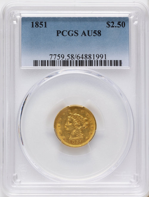 1851 $2.50 Liberty Quarter Eagle PCGS AU58