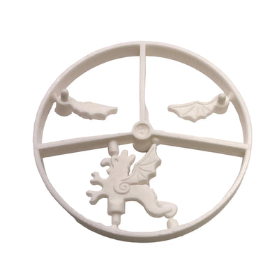 Minifigure, Plume Dragon and Plume Dragon Wing Wheel, 3 on Sprue, Part# 6080