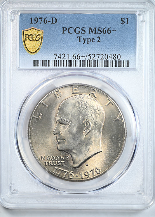 1976-D Type 2 Clad Eisenhower Ike Dollar $1 PCGS MS66+