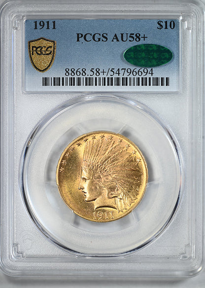 1911 Indian Head Gold Eagle $10 PCGS AU58+ CAC