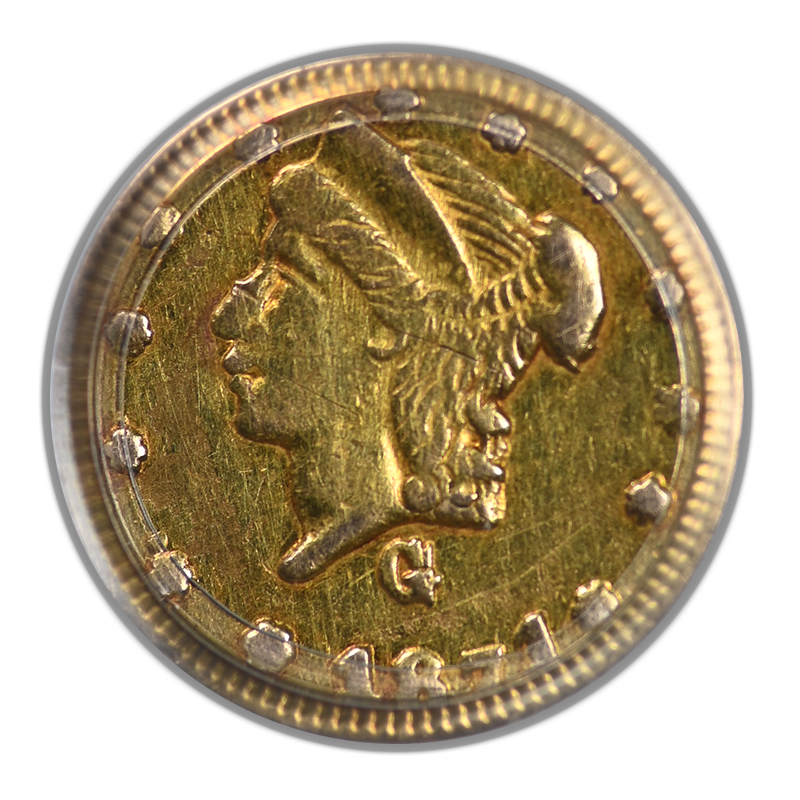 1871 Round California Fractional Gold Liberty Head 1/4 Dollar G25C PCGS AU Detail BG-838