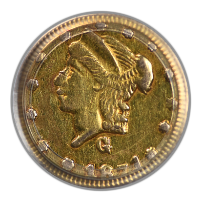 1871 Round California Fractional Gold Liberty Head 1/4 Dollar G25C PCGS AU Detail BG-838