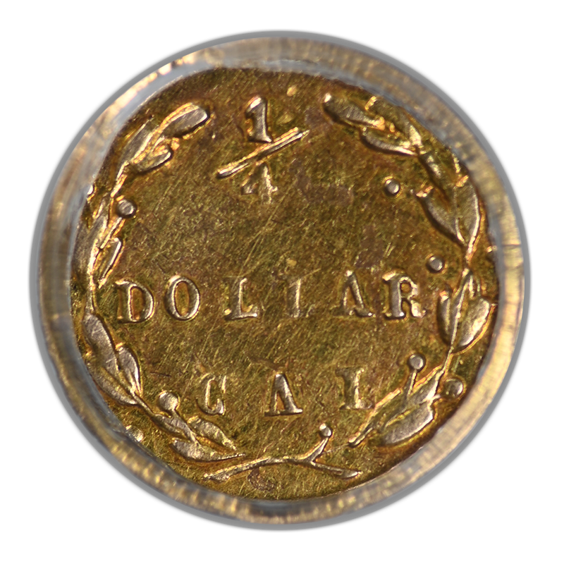 1871 Round California Fractional Gold Liberty Head 1/4 Dollar G25C PCGS AU Detail BG-838