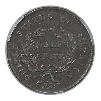 1800 Draped Bust Half Cent 1/2C PCGS AU53 CAC