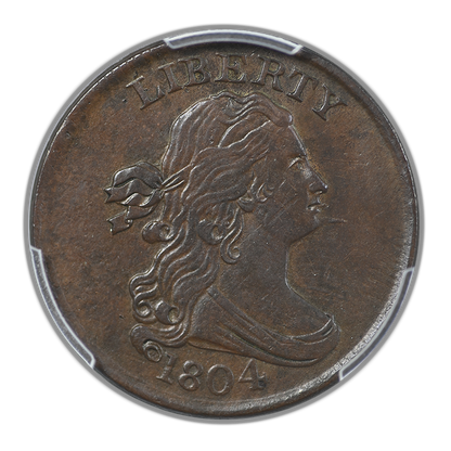 1804 Draped Bust Half Cent 1/2C PCGS AU53 - Spiked Chin