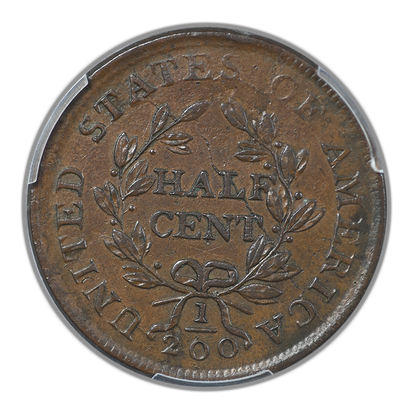 1804 Draped Bust Half Cent 1/2C PCGS AU53 - Spiked Chin