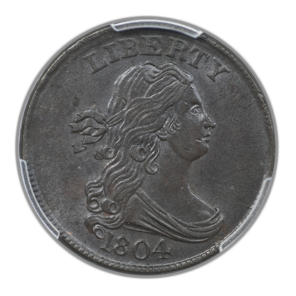 1804 Draped Bust Half Cent 1/2C PCGS MS62BN - Crosslet 4, Stems