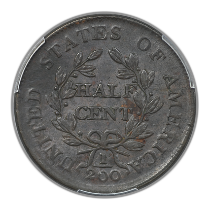 1804 Draped Bust Half Cent 1/2C PCGS MS62BN - Crosslet 4, Stems