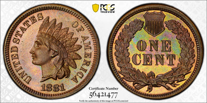 1881 Proof Indian Head Cent 1C PCGS PR65BN - TONED!