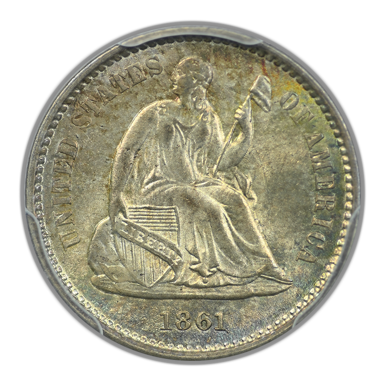 1861 Liberty Seated Half Dime H10C PCGS MS66