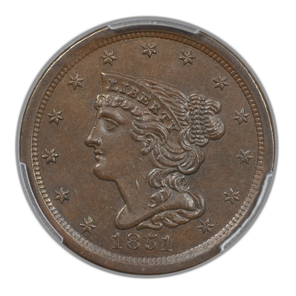 1851 Braided Hair Half Cent 1/2C PCGS MS61BN CAC