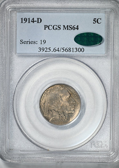1914-D Buffalo Nickel 5C PCGS MS64 CAC