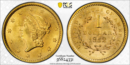 1852 Type 1 Liberty Head Gold Dollar G$1 PCGS MS65