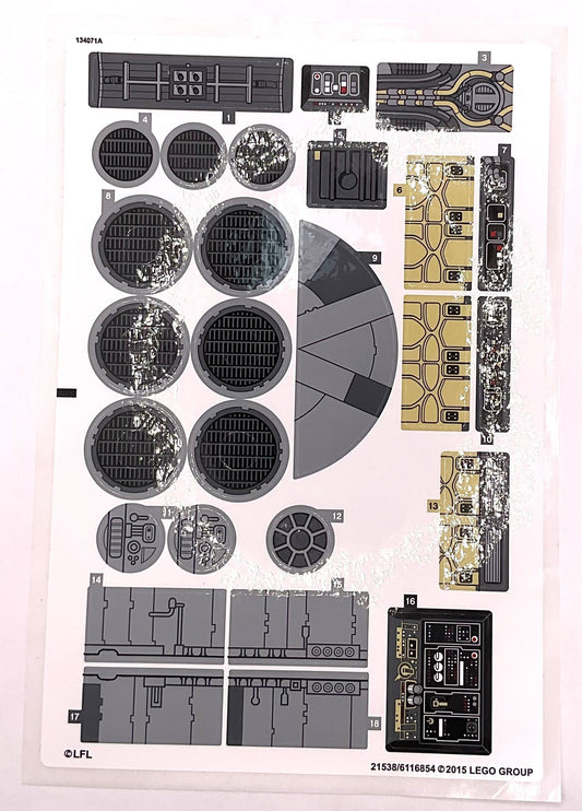 Sticker Sheet for Set Millennium Falcon, North American Version, 75105 - (21538/6116854), Part# 75105stk01b