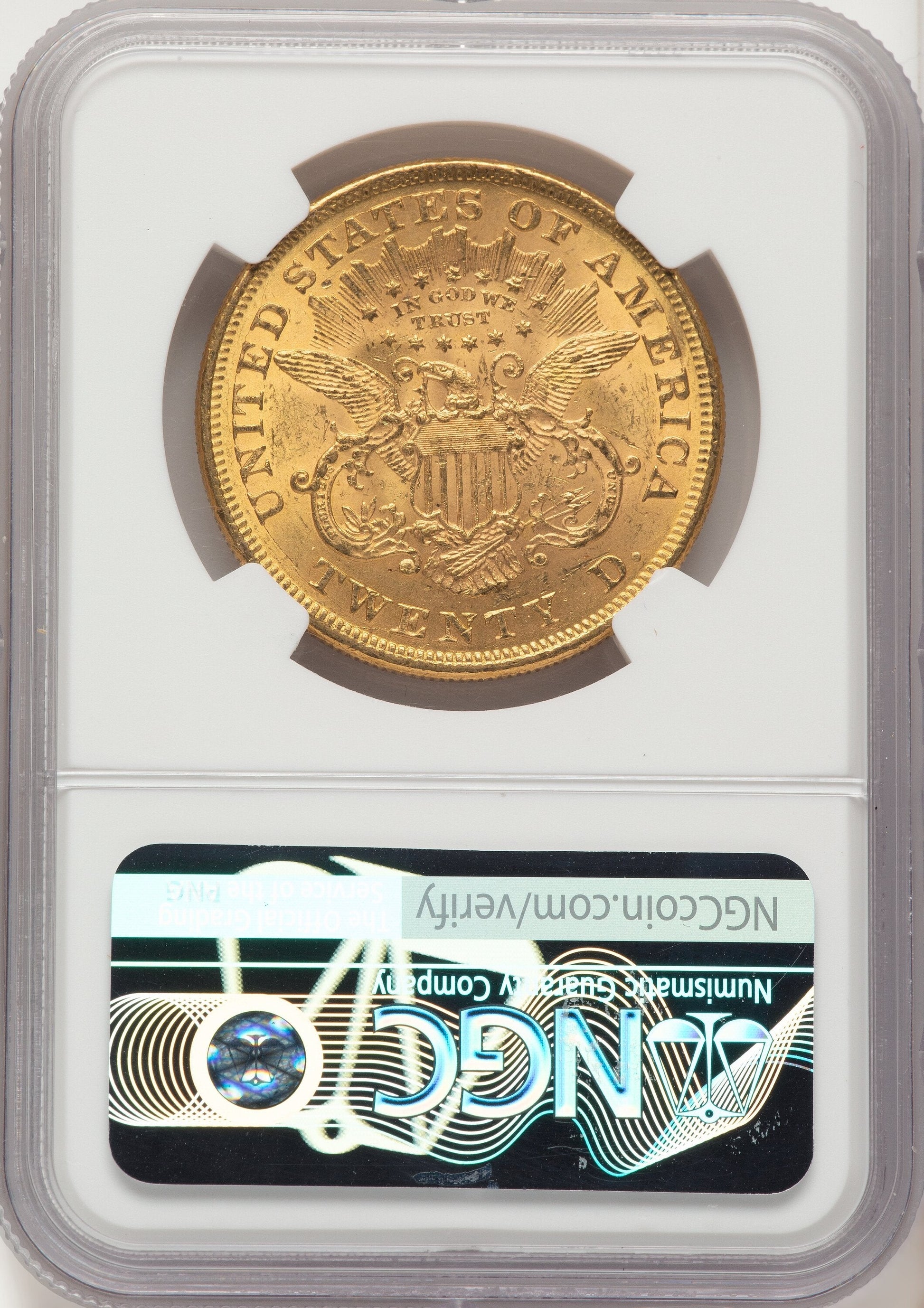 1873 $20 OPEN 3 Liberty Double Eagle NGC MS60