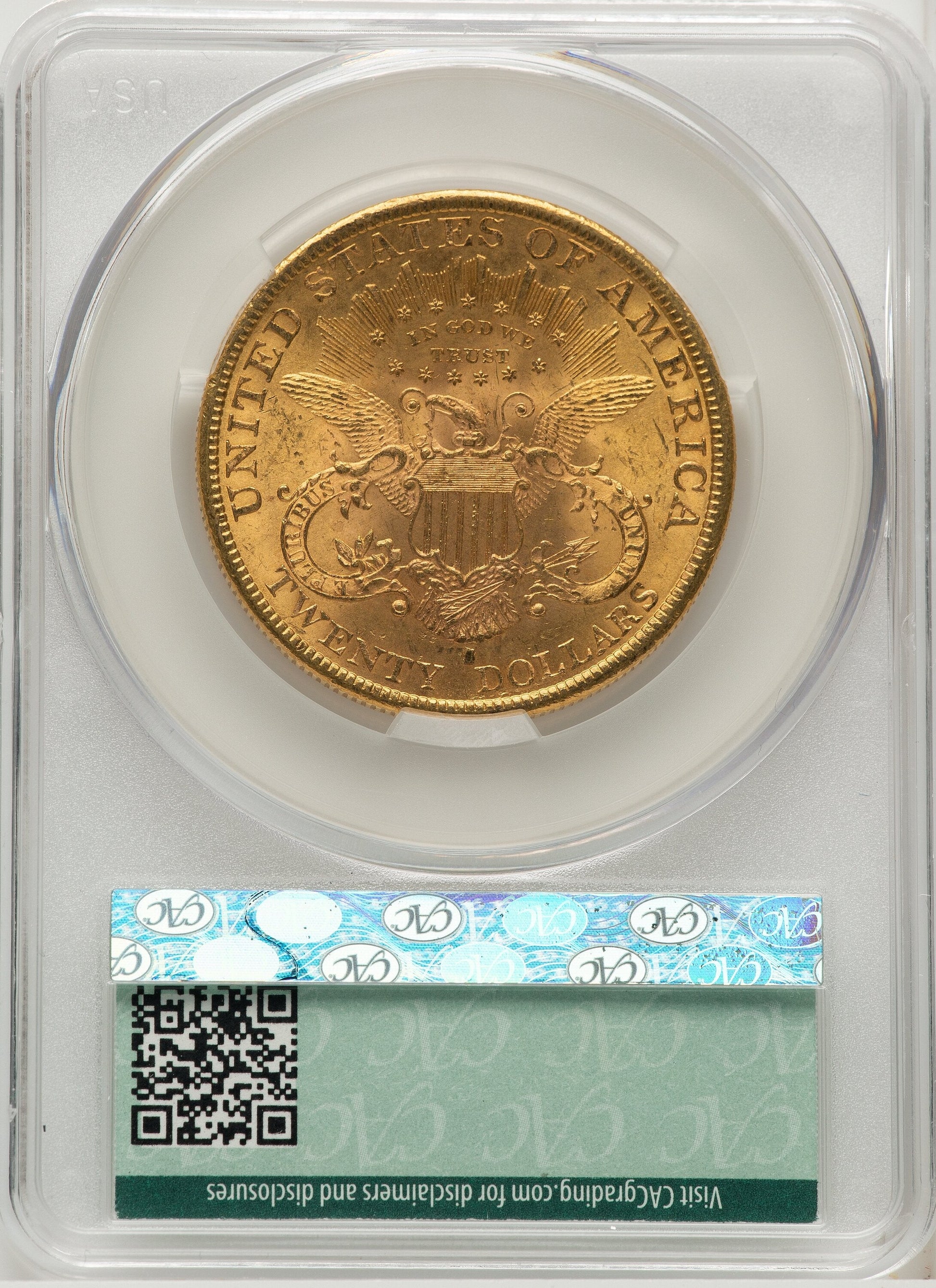 1892-S $20 Liberty Double Eagle CACG MS62
