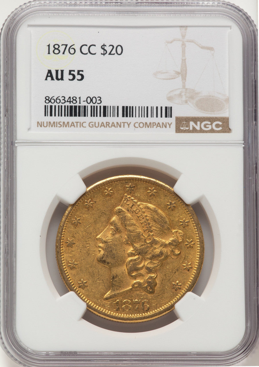 1876-CC $20 Liberty Double Eagle NGC AU55