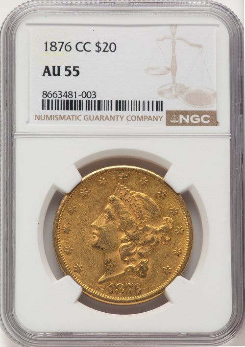 1876-CC $20 Liberty Double Eagle NGC AU55