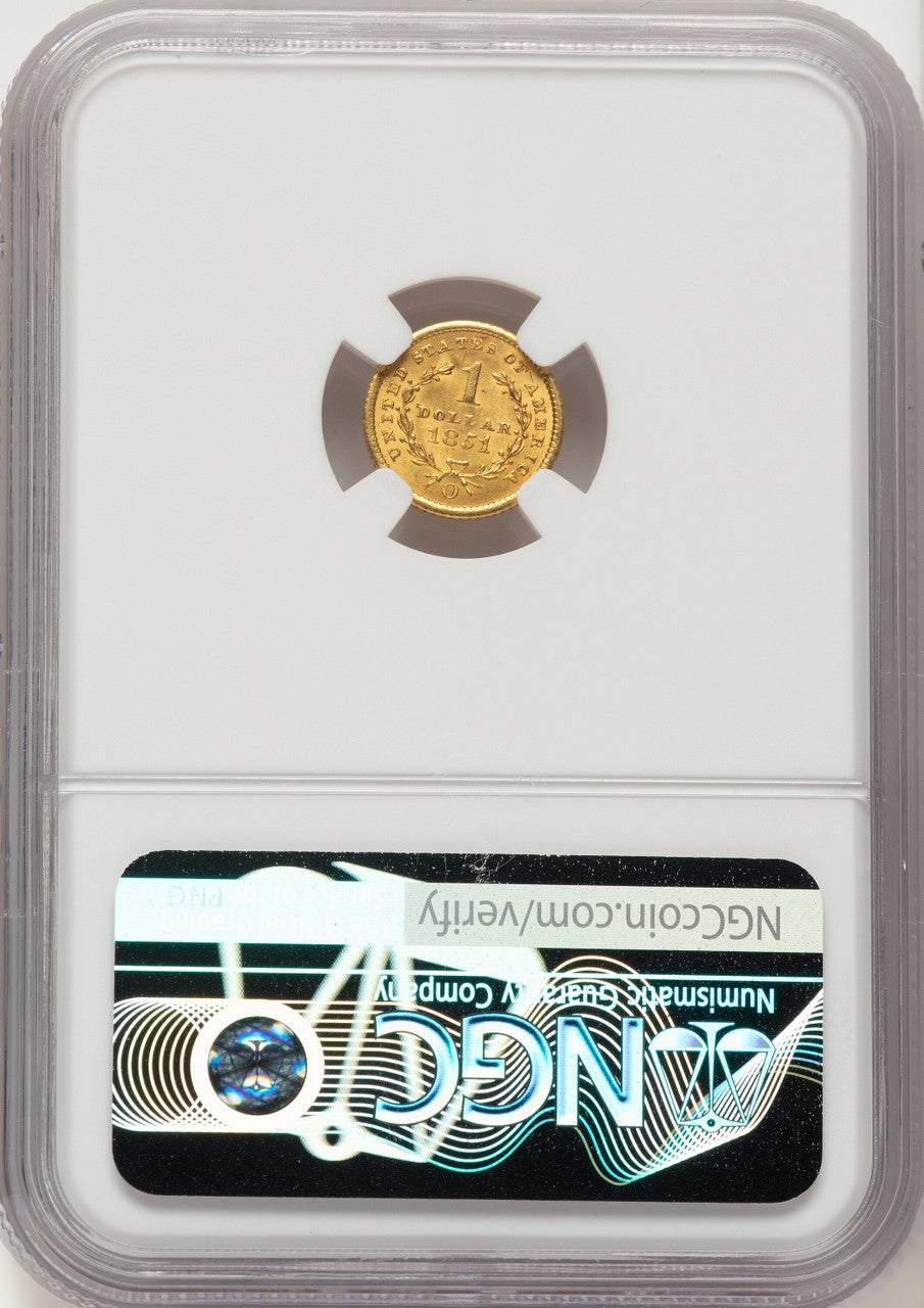 1851-O G$1 Gold Dollar NGC MS63