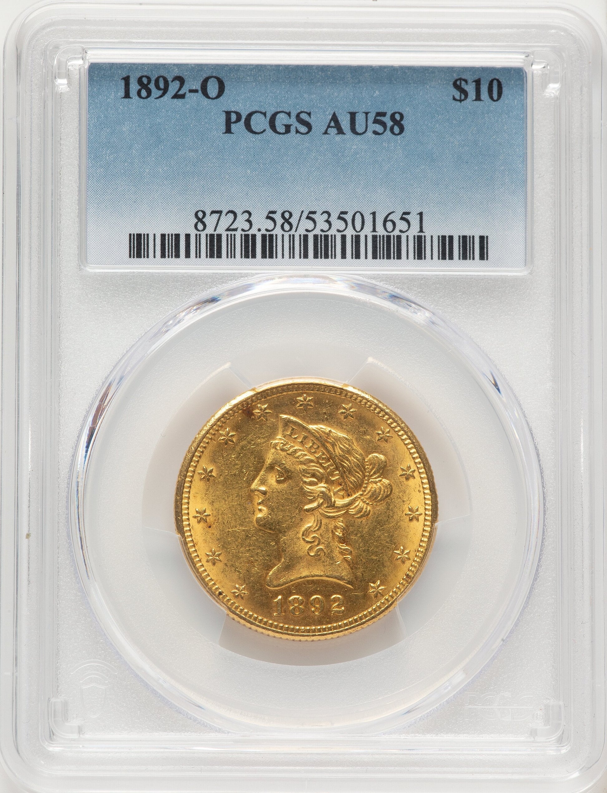 1892-O $10 Liberty Eagle PCGS AU58