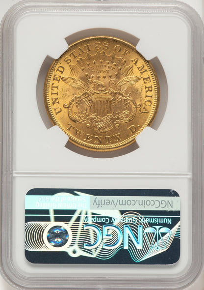 1873 $20 OPEN 3 Liberty Double Eagle NGC MS61