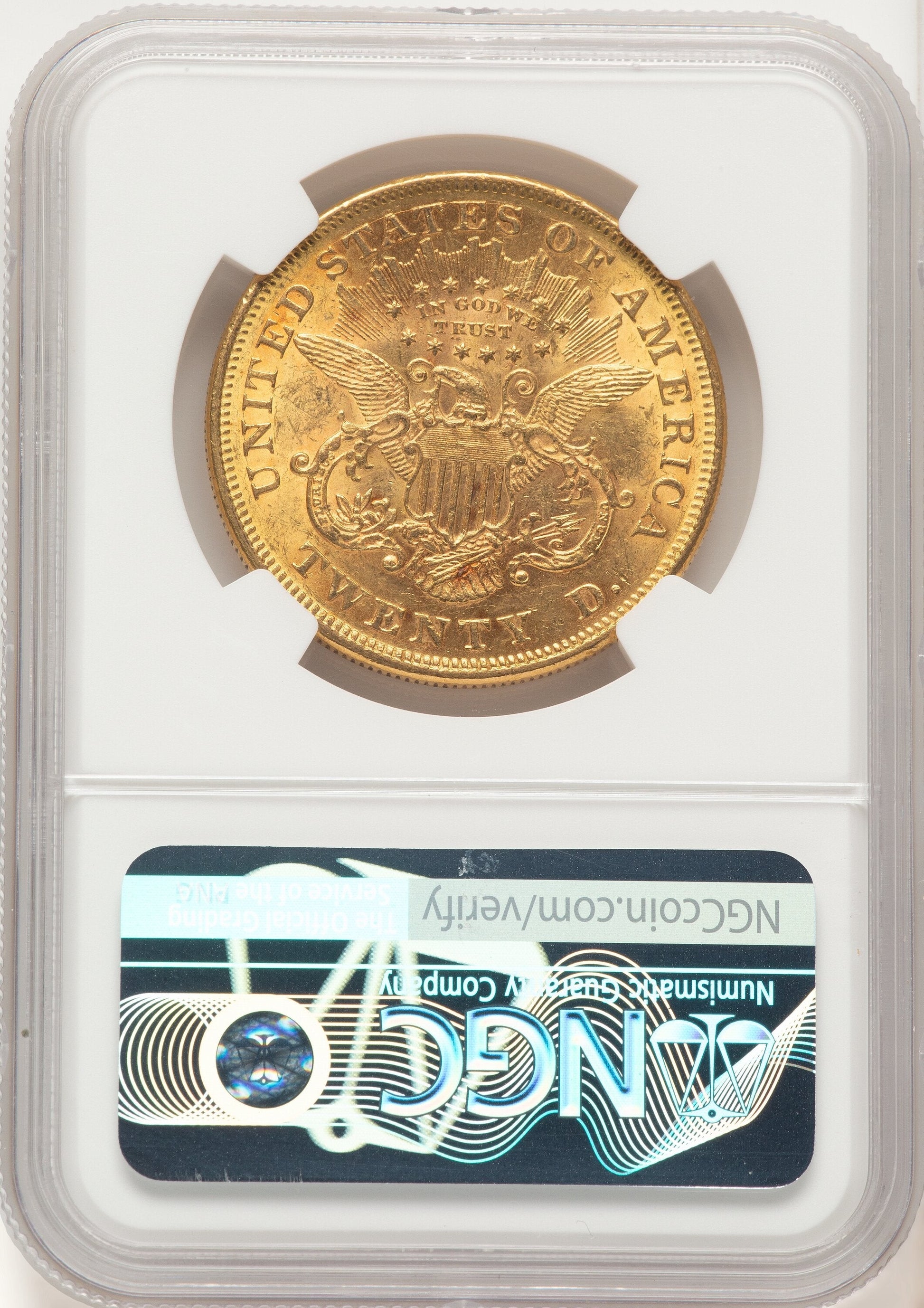 1875 $20 Liberty Double Eagle NGC AU58