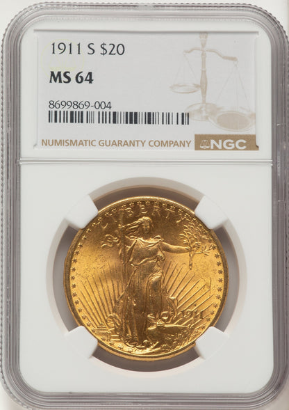 1911-S $20 Saint-Gaudens Double Eagle NGC MS64