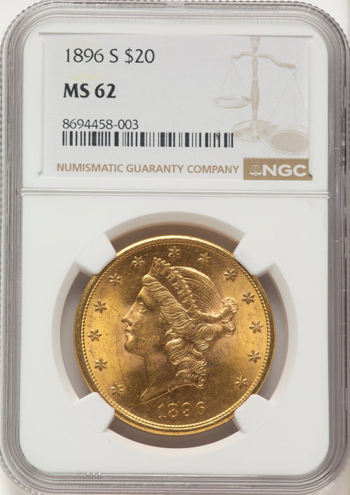 1896-S $20 Liberty Double Eagle NGC MS62