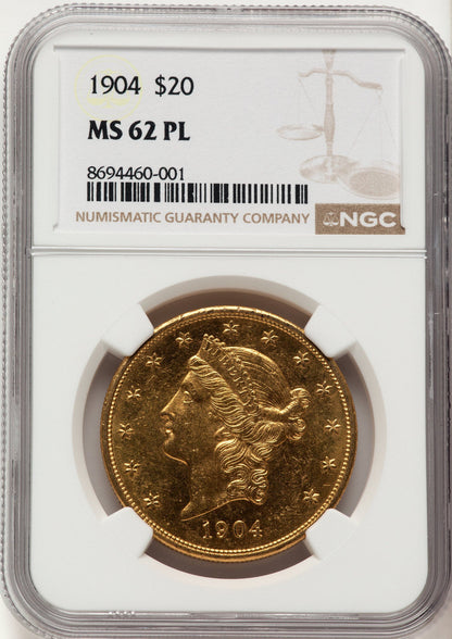 1904 $20 PL Liberty Double Eagle NGC MS62