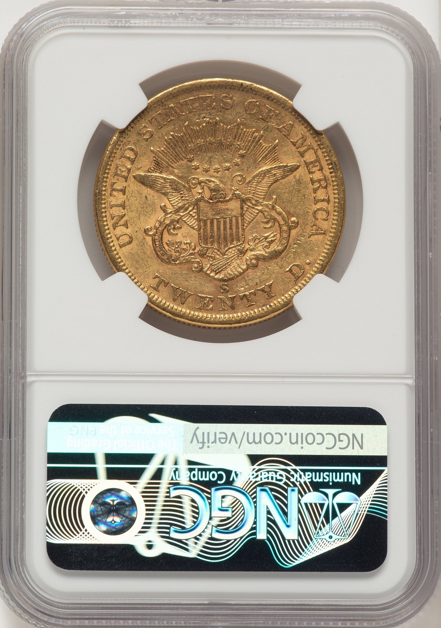 1861-S $20 Liberty Double Eagle NGC AU50