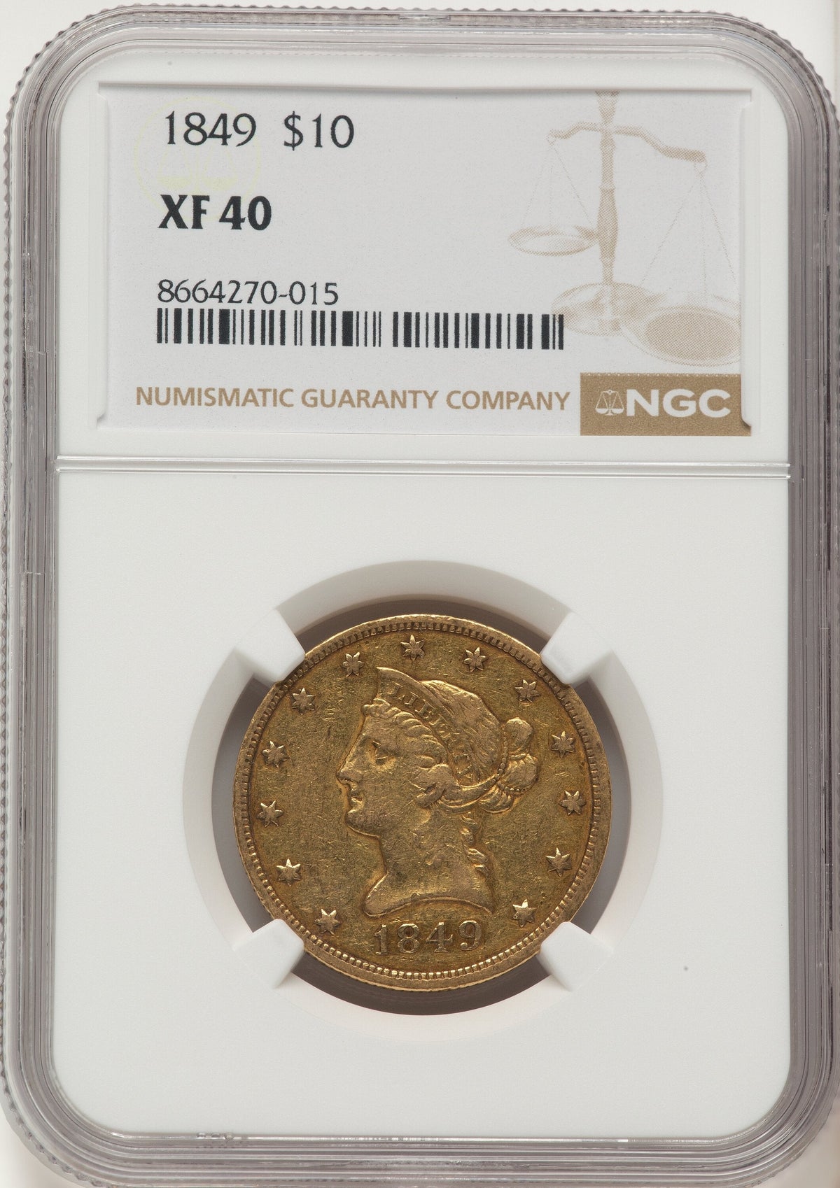1849 $10 Liberty Eagle NGC XF40