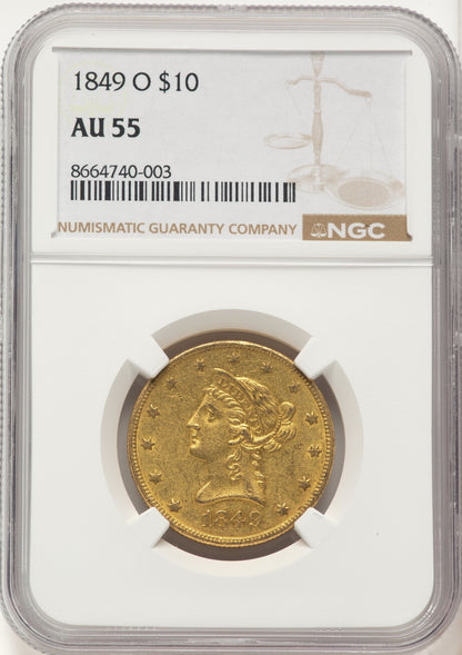 1849-O $10 Liberty Eagle NGC AU55