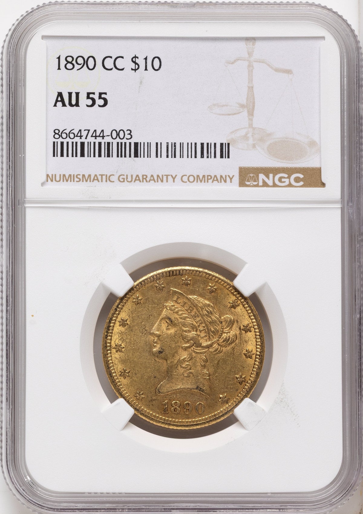 1890-CC $10 Liberty Eagle NGC AU55