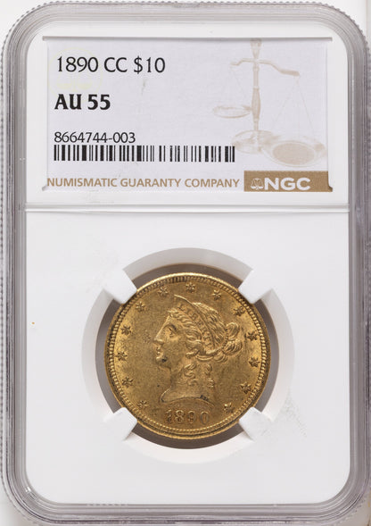 1890-CC $10 Liberty Eagle NGC AU55
