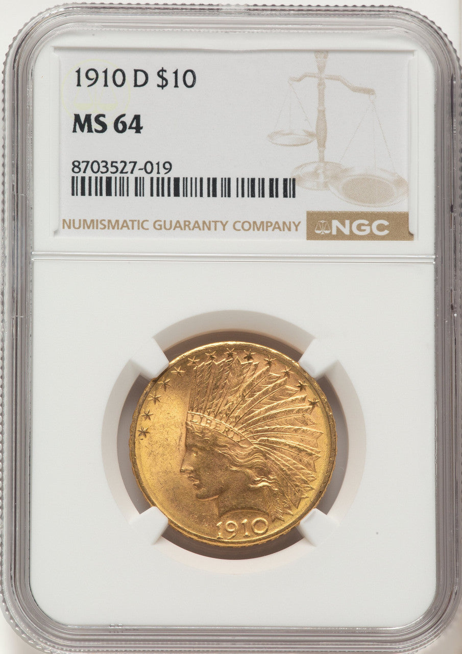 1910-D $10 Indian Eagle NGC MS64