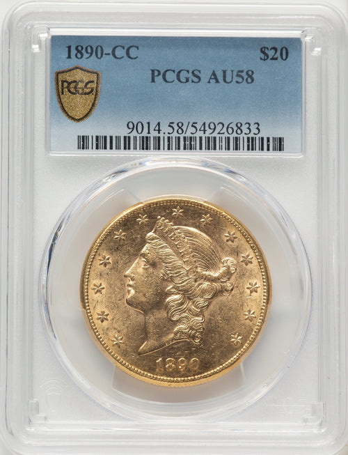 1890-CC $20 Liberty Double Eagle PCGS AU58