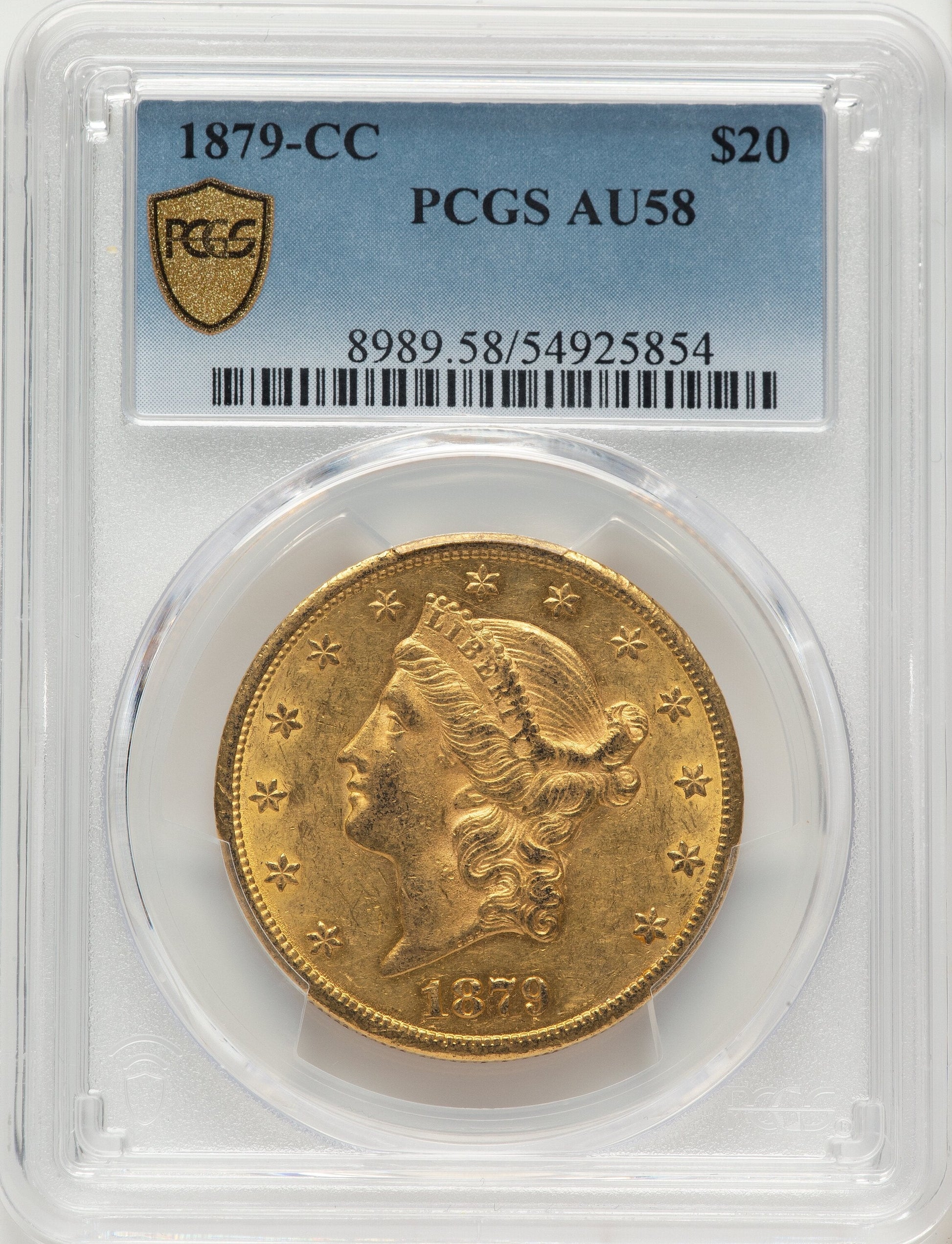 1879-CC $20 Liberty Double Eagle PCGS AU58