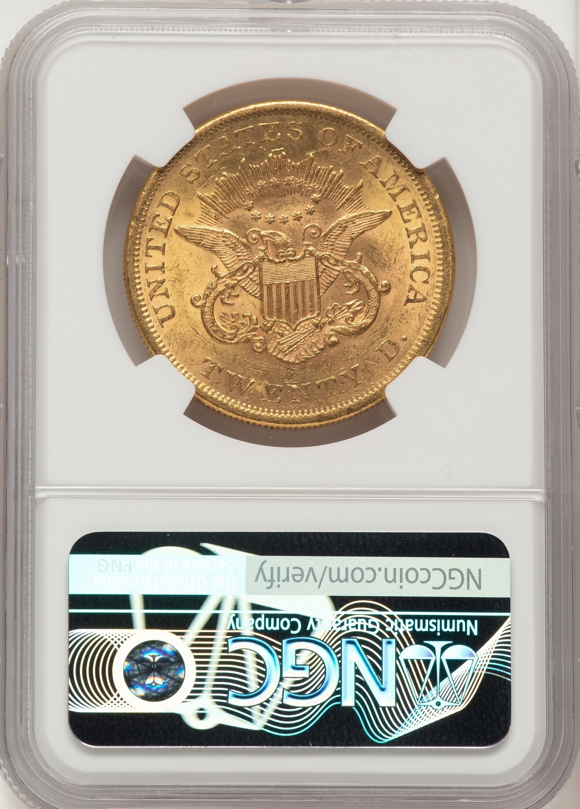 1861 $20 Liberty Double Eagle NGC AU58