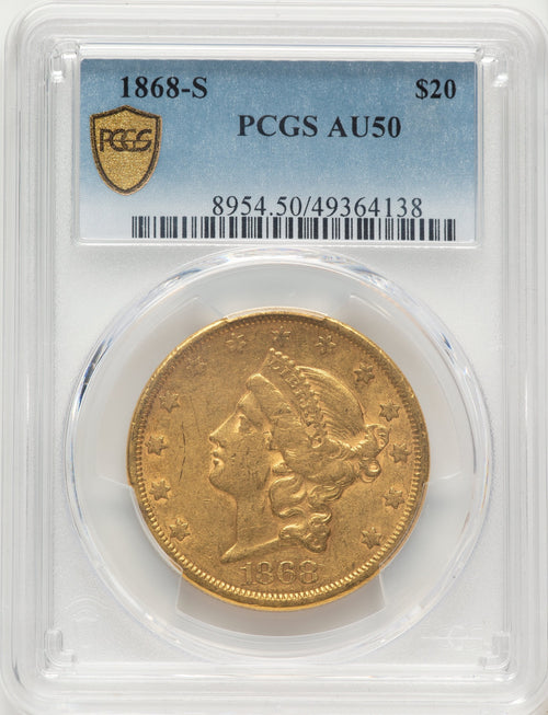 1868-S $20 Liberty Double Eagle PCGS AU50
