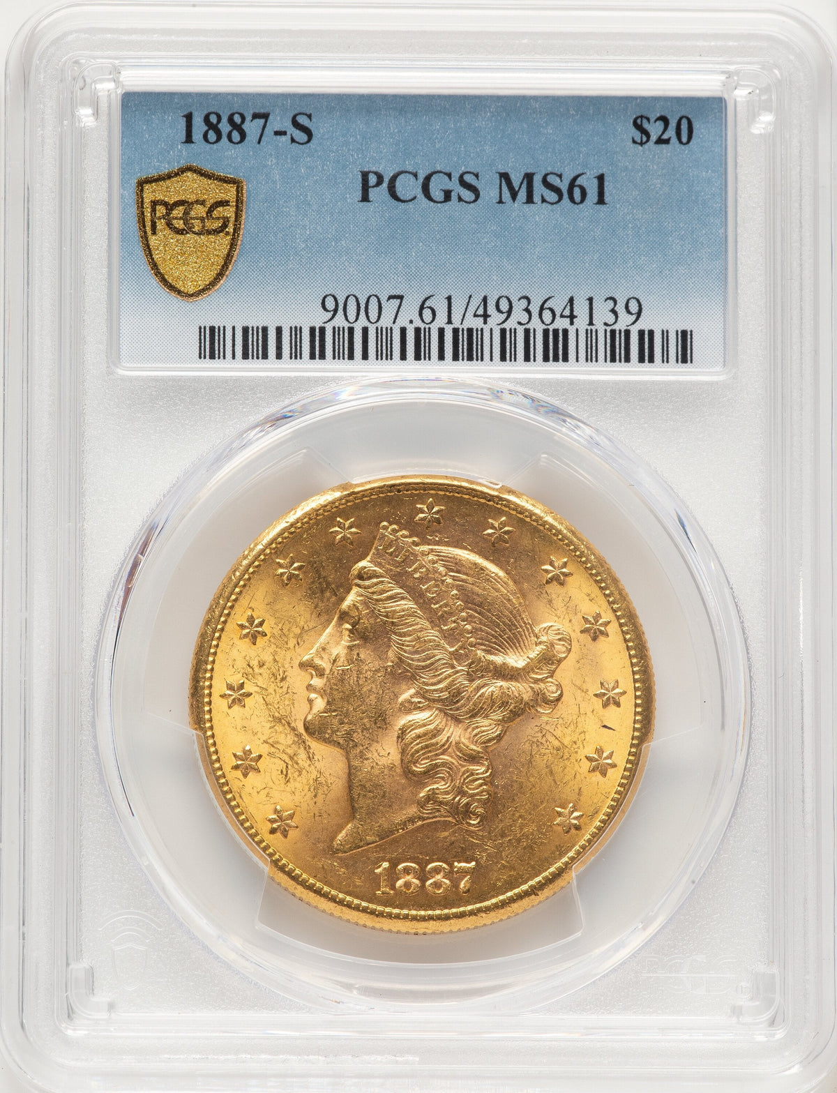 1887-S $20 Liberty Double Eagle PCGS MS61