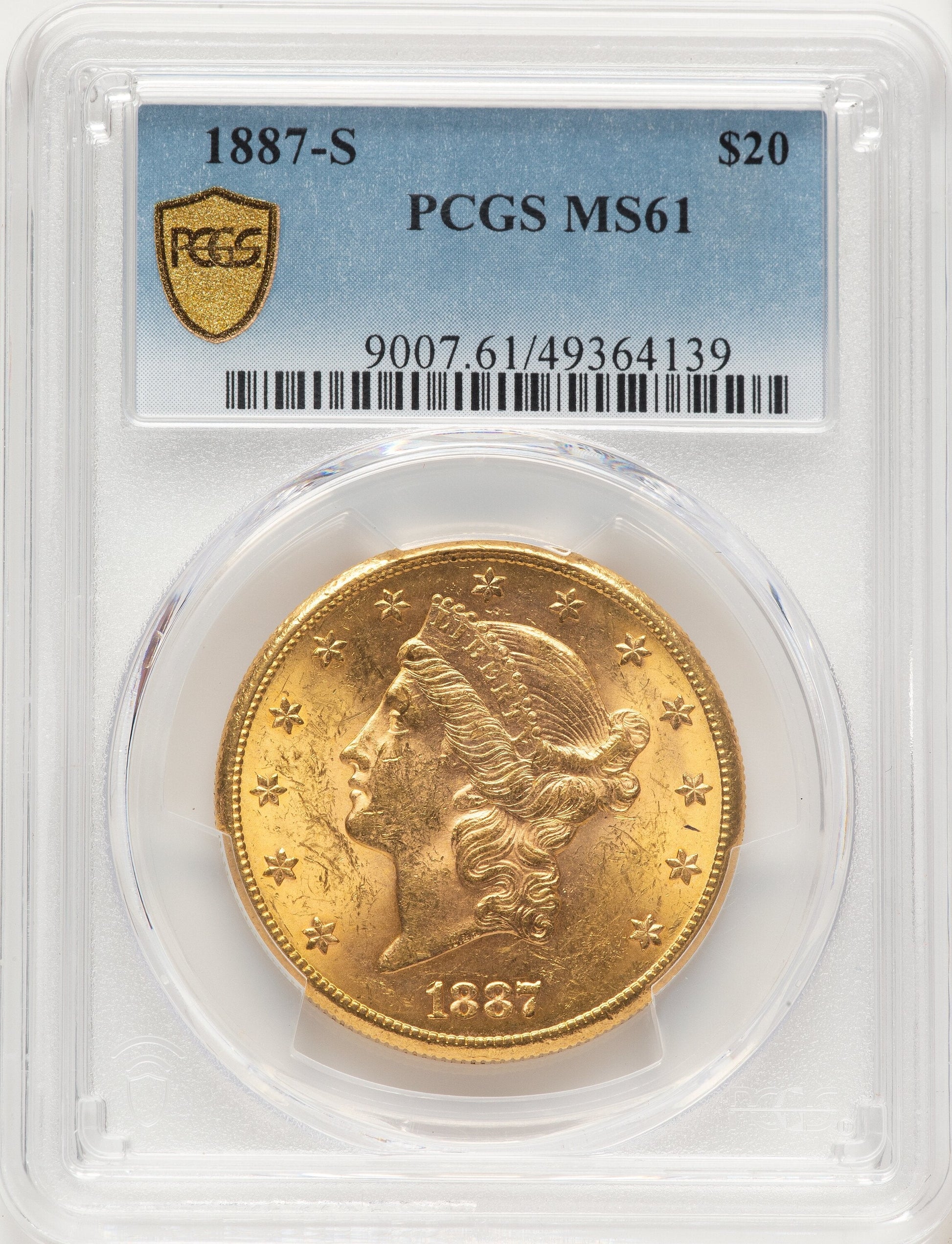 1887-S $20 Liberty Double Eagle PCGS MS61