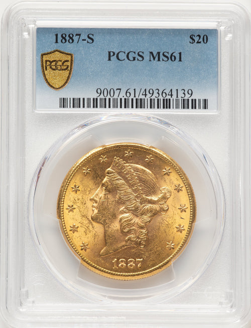 1887-S $20 Liberty Double Eagle PCGS MS61