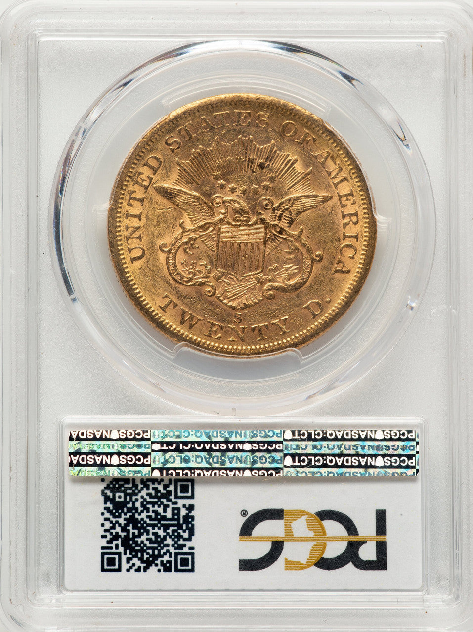 1858-S $20 Liberty Double Eagle PCGS AU53
