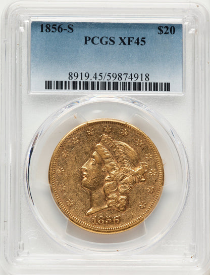 1856-S $20 Liberty Double Eagle PCGS XF45