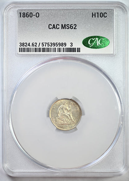 1860-O Liberty Seated Half Dime H10C CAC MS62