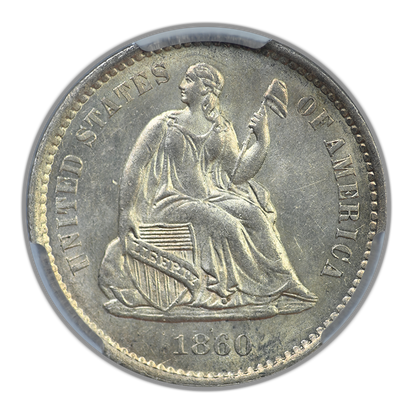 1860-O Liberty Seated Half Dime H10C CAC MS62