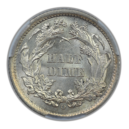 1860-O Liberty Seated Half Dime H10C CAC MS62