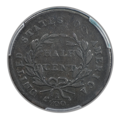 1800 Draped Bust Half Cent 1/2C PCGS F12